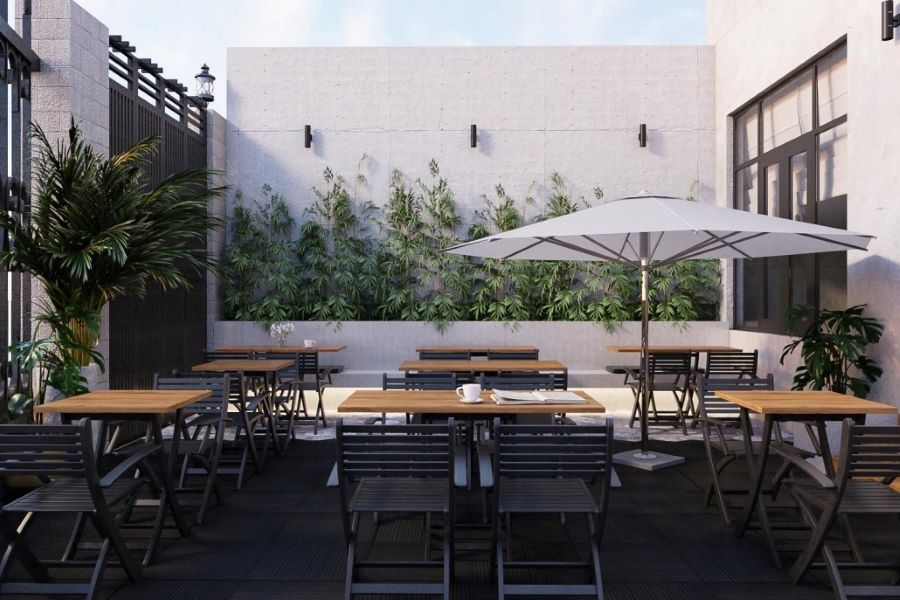 Mẫu thiết kế quán cafe không gian mở thoáng mát Mẫu thiết kế quán cafe không gian mở thoáng mát