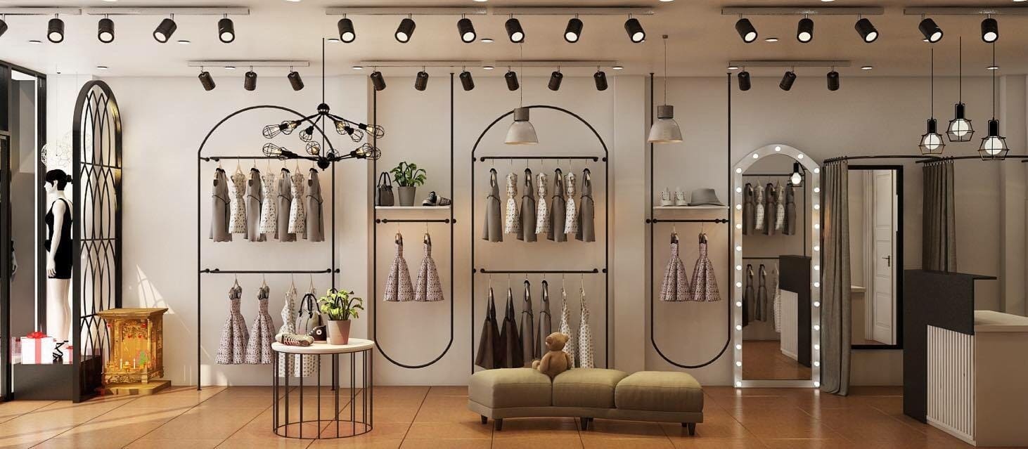 Mẫu thiết kế cửa hàng quần áo thu hút khách hàng