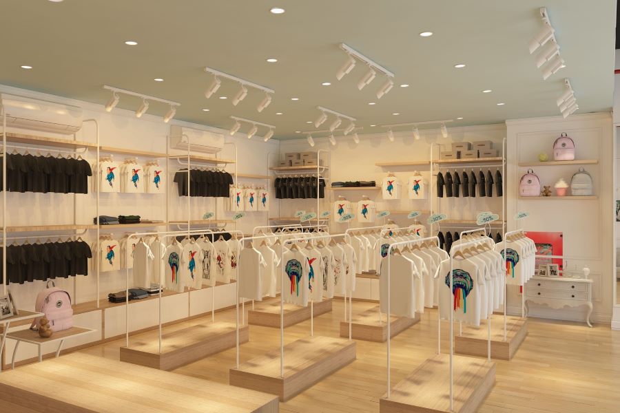 mẫu thiết kế shop quần áo trẻ em