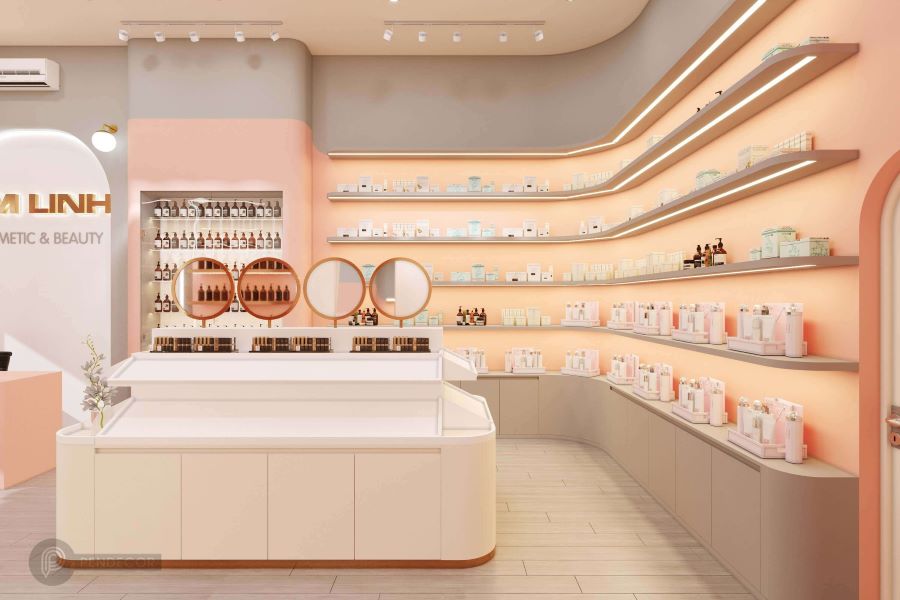 tham khảo mẫu thiết kế showroom mỹ phẩm
