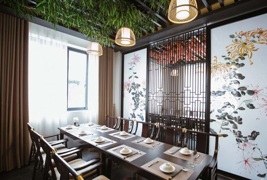 Mẫu thiết kế nhà hàng chay với không gian sang trọng 3