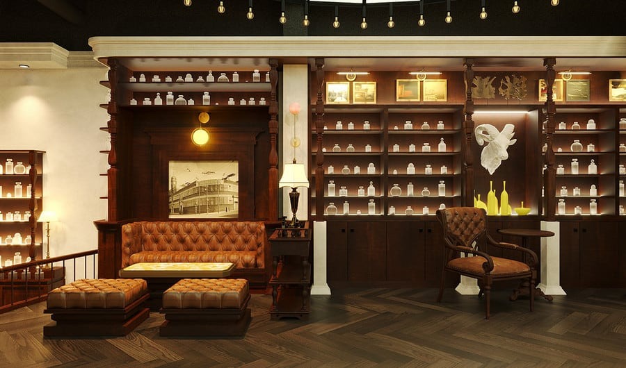 Mẫu shop nước hoa kết hợp quầy trải nghiệm thử mùi