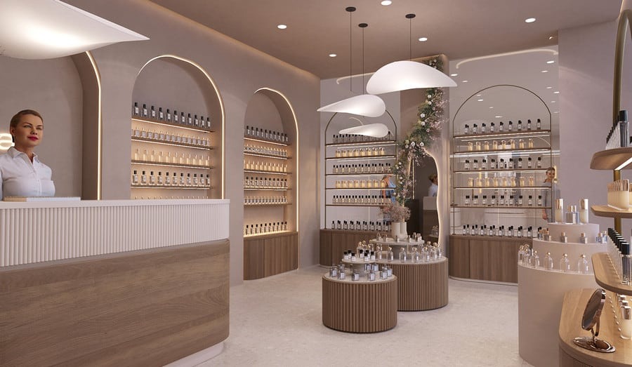 Mẫu shop nước hoa hiện đại, tối giản - Mẫu 2