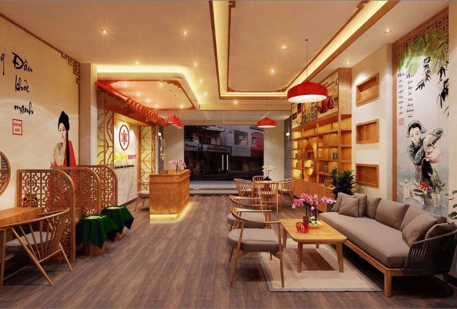Mẫu thiết kế spa trị liệu Đông y mang hơi hướng truyền thống