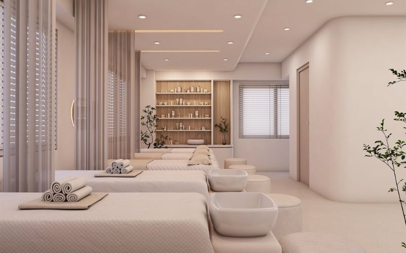 Thiết kế spa hàn quốc tone màu nhẹ nhàng thư giãn