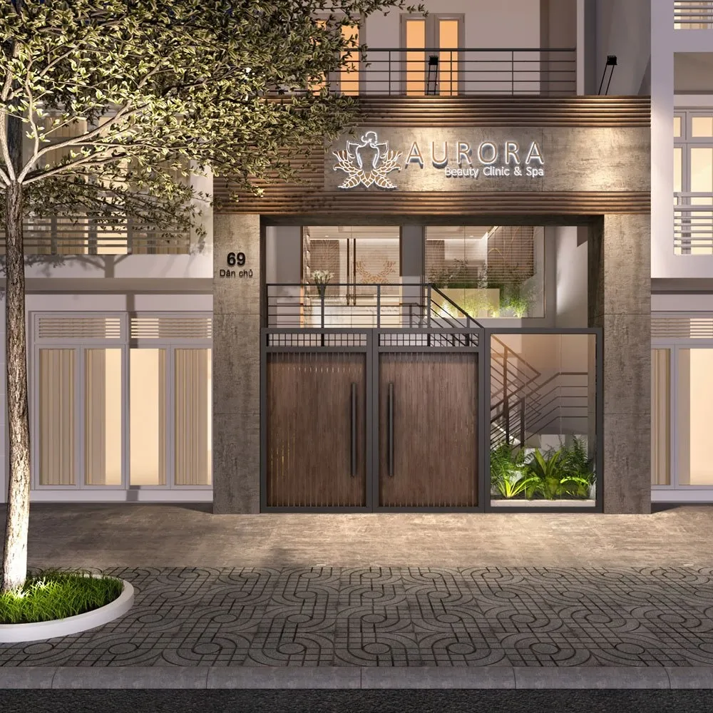 Thiết kế mặt tiền spa sang trọng