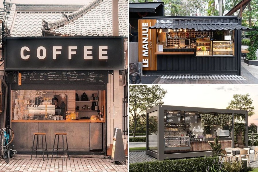 Quán take-away 20m2 với quầy pha chế nhỏ gọn với bảng menu chữ phấn Quán take-away 20m2 với quầy pha chế nhỏ gọn với bảng menu chữ phấn