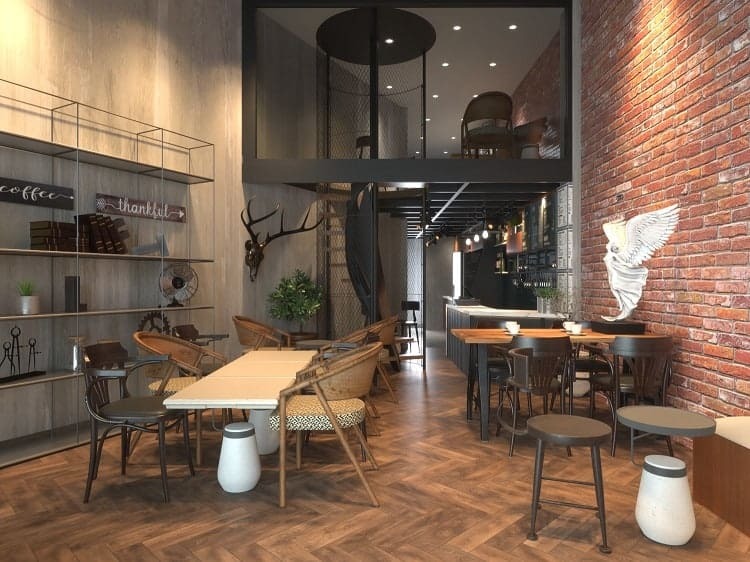 Thiết kế quán cafe nhà ống có gác lửng là giải pháp để tăng diện tích sử dụng trong không gian nhỏ Thiết kế quán cafe nhà ống có gác lửng là giải pháp để tăng diện tích sử dụng trong không gian nhỏ