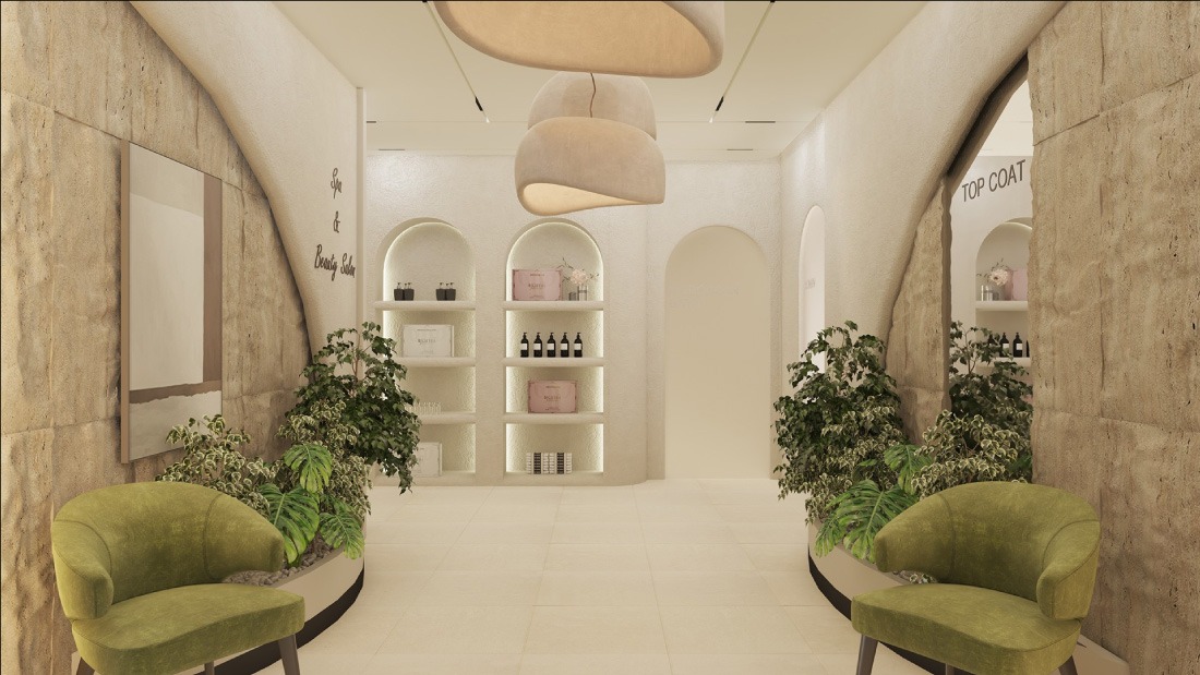 Quầy lễ tân spa nhà ống được bố trí gọn gàng, chào đón khách hàng. Quầy lễ tân spa nhà ống được bố trí gọn gàng, chào đón khách hàng.