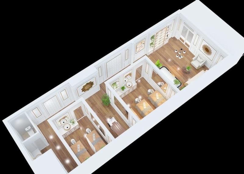 Không gian spa nhà ống với bố trí thông minh, tận dụng chiều sâu và chiều cao. Không gian spa nhà ống với bố trí thông minh, tận dụng chiều sâu và chiều cao.