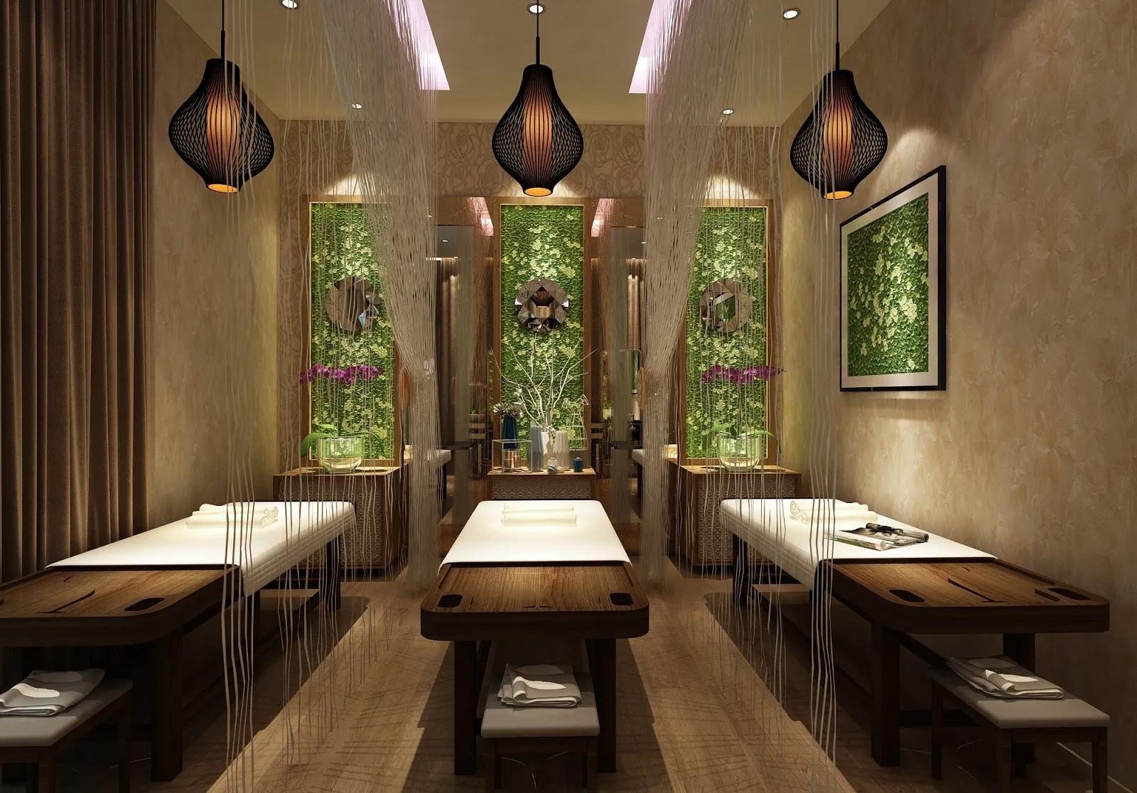 Thiết kế spa nhà ống sang trọng với đá cẩm thạch và ánh sáng đèn chùm. Thiết kế spa nhà ống sang trọng với đá cẩm thạch và ánh sáng đèn chùm.