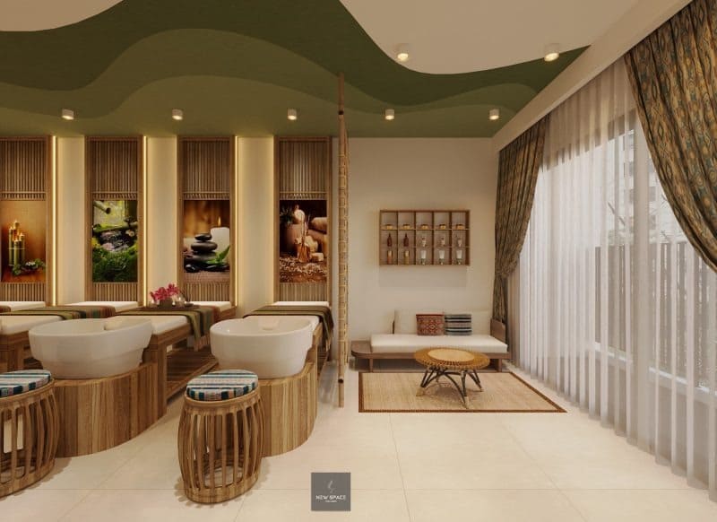 Mẫu spa nhỏ phong cách mộc cho nhà phố Mẫu spa nhỏ phong cách mộc cho nhà phố