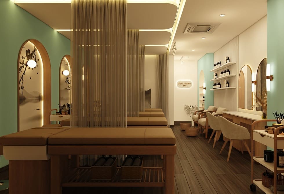 Thiết kế spa phun xăm tân cổ điển sang trọng, phù hợp với khách hàng cao cấp. Thiết kế spa phun xăm tân cổ điển sang trọng, phù hợp với khách hàng cao cấp.