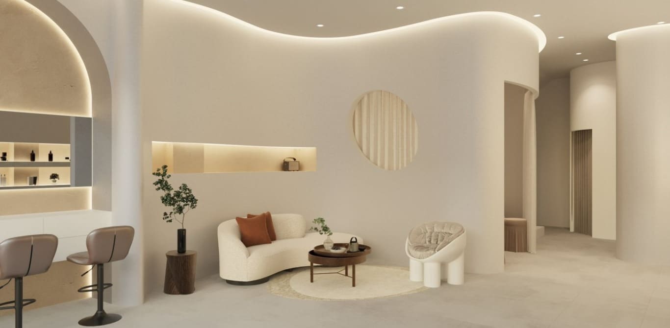 Thiết kế spa tại Hà Nội phong cách Hàn Quốc với nội thất tối giản và ánh sáng vàng ấm. Thiết kế spa tại Hà Nội phong cách Hàn Quốc với nội thất tối giản và ánh sáng vàng ấm.