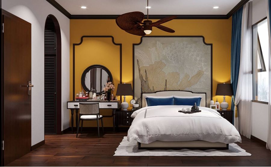 Mẫu phòng ngủ phong cách Indochine Đông Dương độc đáo