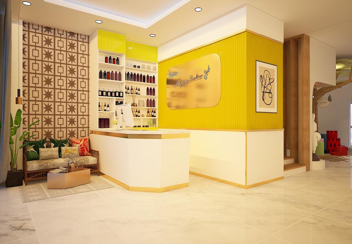 Mẫu quầy spa tích hợp kệ trưng bày sản phẩm Mẫu quầy spa tích hợp kệ trưng bày sản phẩm
