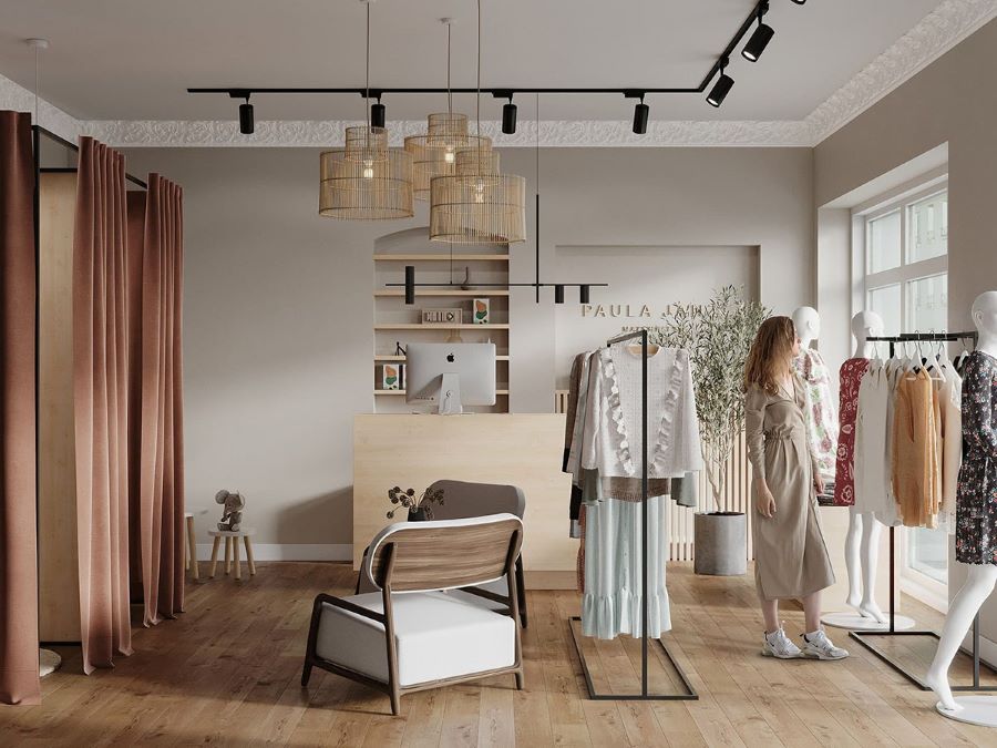 Mẫu thiết kế shop quần áo 15m2 - Mẫu 2 Mẫu thiết kế shop quần áo 15m2 - Mẫu 2