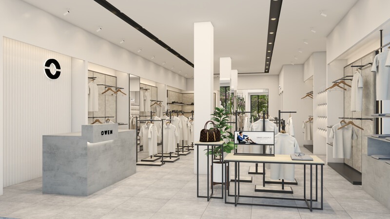 Mẫu thiết kế shop quần áo 40m2 hiện đại 2