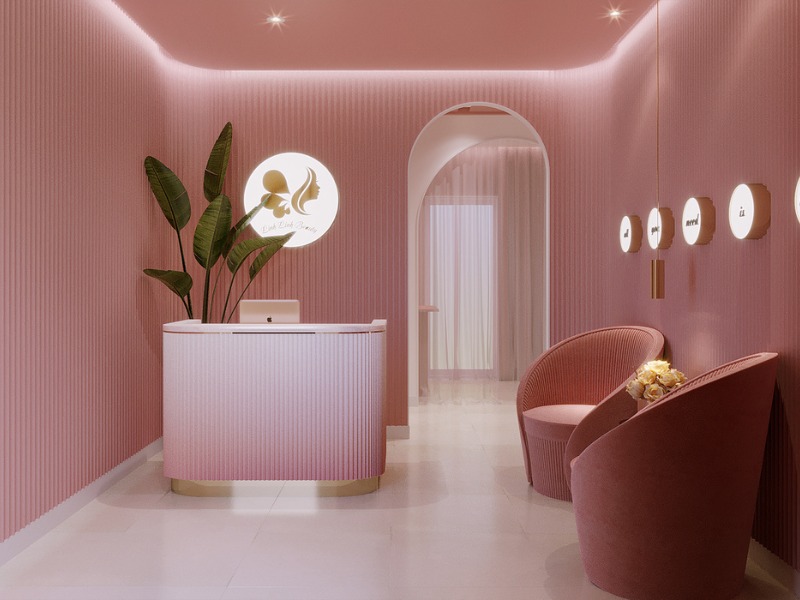 Mẫu thiết kế spa màu hồng thu hút giới trẻ do Gia Long sưu tầm Mẫu thiết kế spa màu hồng thu hút giới trẻ do Gia Long sưu tầm
