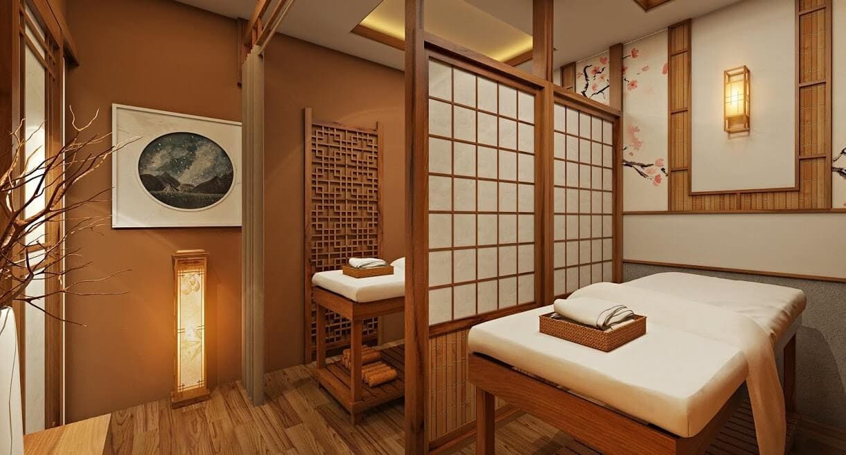 Thiết kế spa tân cổ điển kết hợp Đông Dương với gỗ chạm khắc mang đậm nét văn hóa. Thiết kế spa tân cổ điển kết hợp Đông Dương với gỗ chạm khắc mang đậm nét văn hóa.
