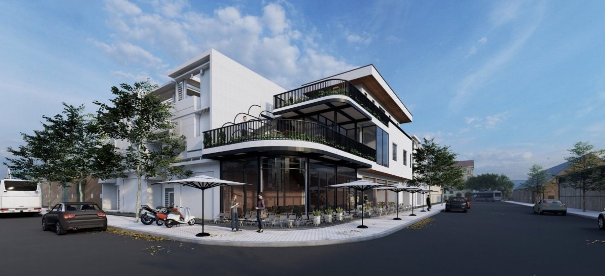 Mẫu thiết kế tiệm bánh và cafe 2 mặt tiền - Mẫu 3 Mẫu thiết kế tiệm bánh và cafe 2 mặt tiền - Mẫu 3