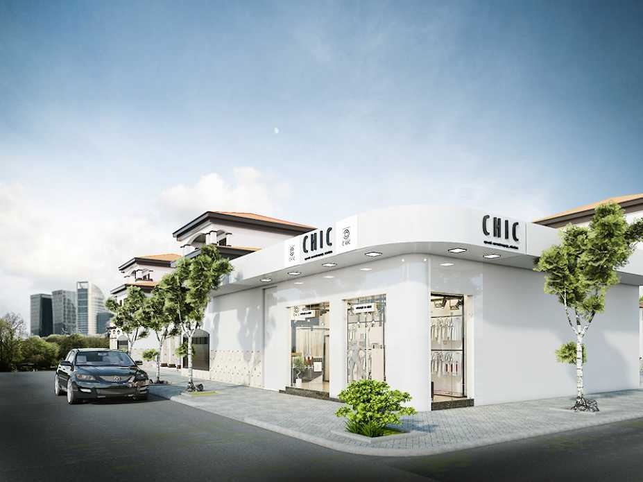 Mẫu thiết kế cửa hàng thời trang góc hai mặt tiền - Mẫu 1 Mẫu thiết kế cửa hàng thời trang góc hai mặt tiền - Mẫu 1