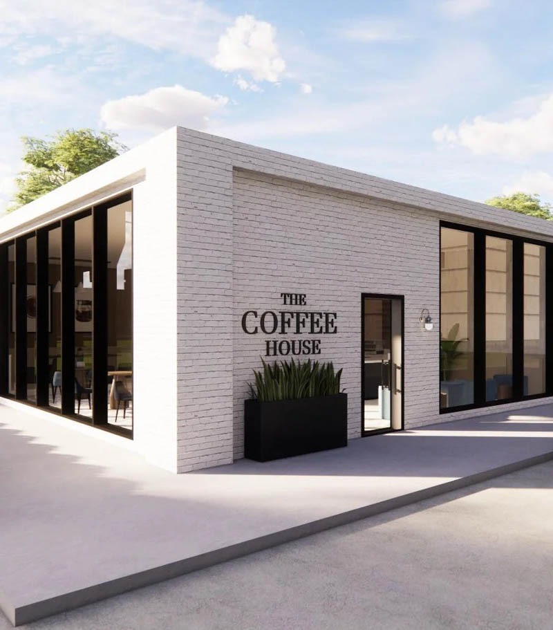 Thiết kế cửa hàng trà sữa 2 mặt tiền - Mẫu 1 Thiết kế cửa hàng trà sữa 2 mặt tiền - Mẫu 1