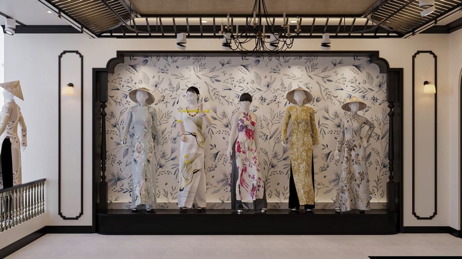 Mẫu thiết kế shop áo dài phong cách Indochine - Mẫu 14 Mẫu thiết kế shop áo dài phong cách Indochine - Mẫu 14