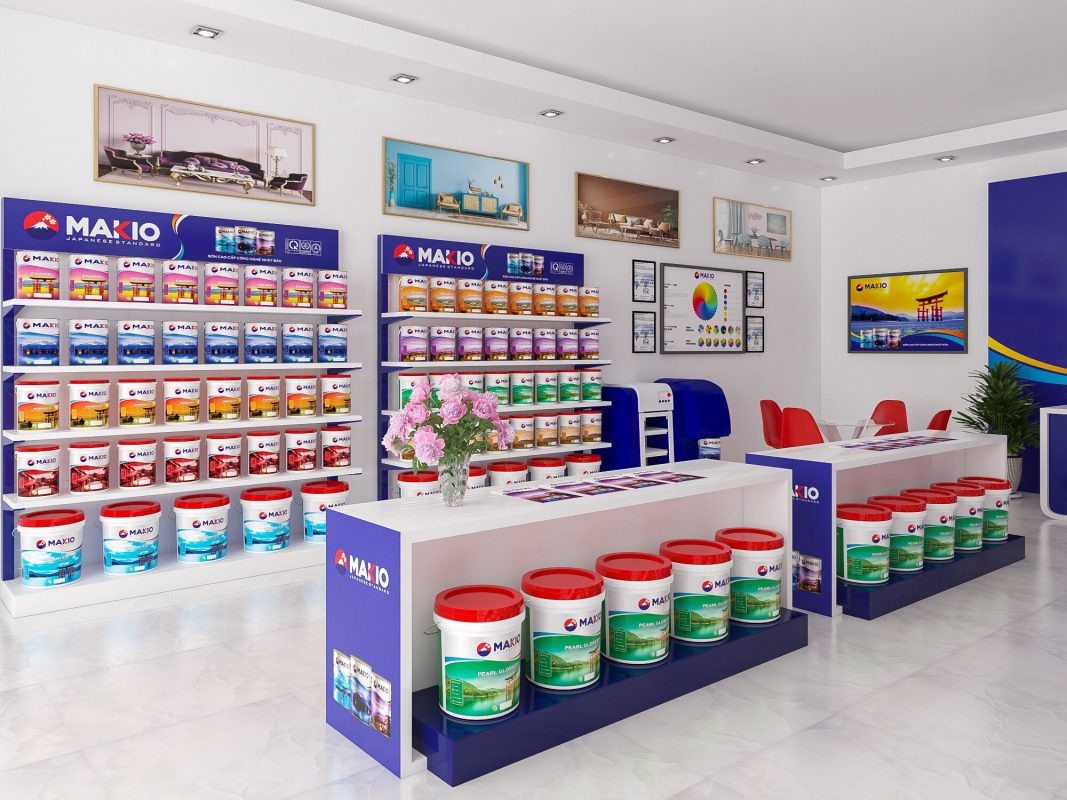 Mẫu thiết kế cửa hàng sơn phong cách siêu thị mini Mẫu thiết kế cửa hàng sơn phong cách siêu thị mini
