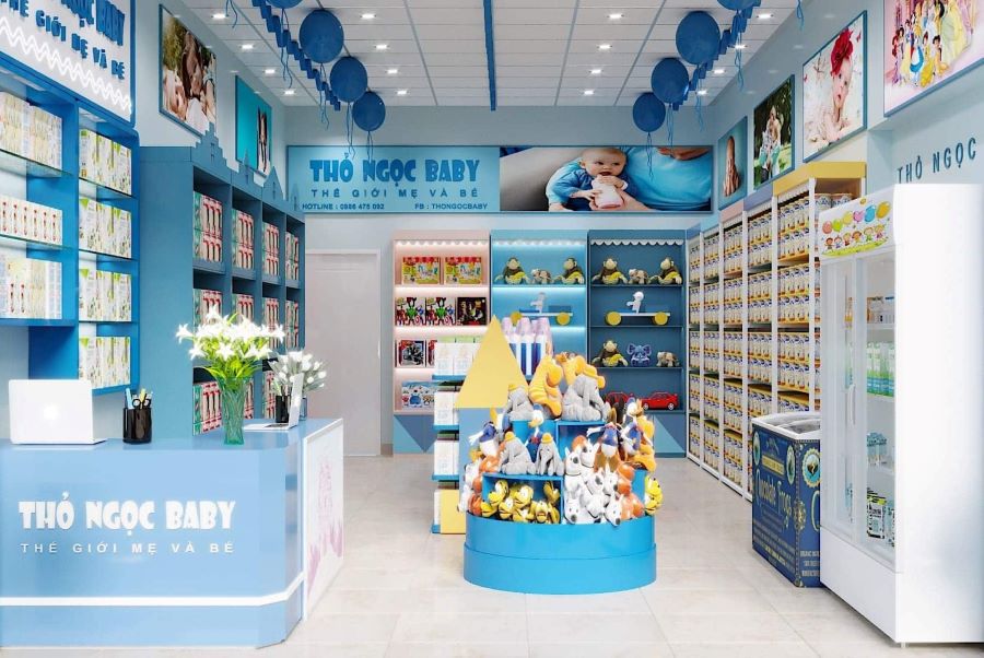 Mẫu thiết kế cửa hàng bỉm sữa có diện tích hạn chế dưới 30m2 - Mẫu 3 Mẫu thiết kế cửa hàng bỉm sữa có diện tích hạn chế dưới 30m2 - Mẫu 3