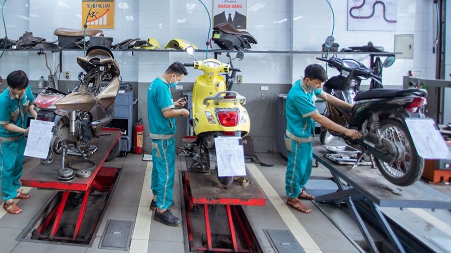Thiết kế cửa hàng sửa chữa xe máy quy mô nhỏ - Mẫu 2 Thiết kế cửa hàng sửa chữa xe máy quy mô nhỏ - Mẫu 2