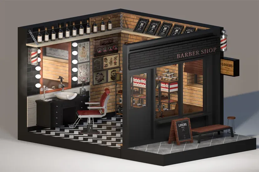 Mẫu thiết kế barber shop nhỏ gọn