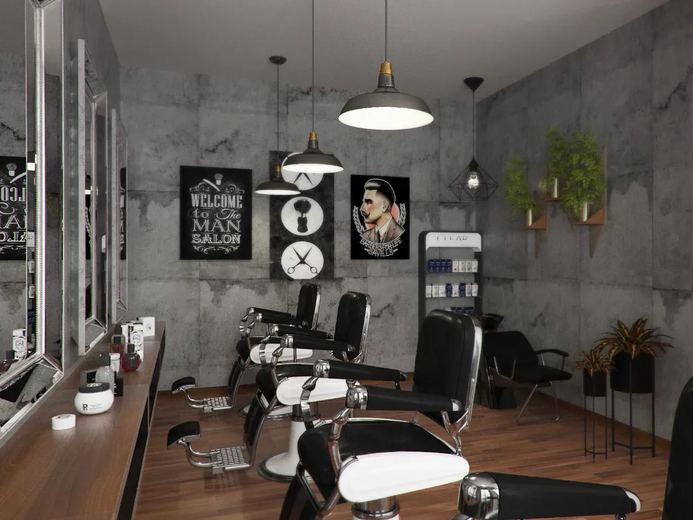Mẫu thiết kế barber shop nhỏ gọn 1