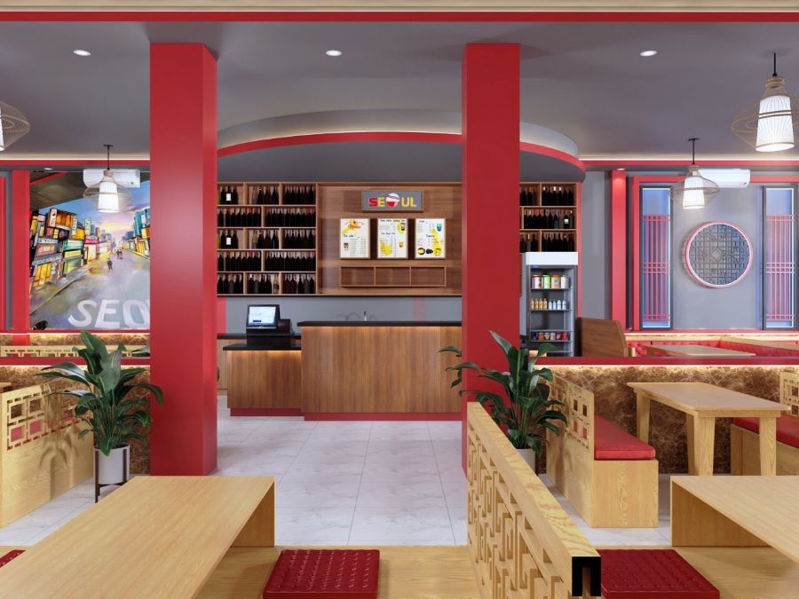 Một số mẫu thiết kế quán mì cay có diện tích nhỏ dưới 30m2 1