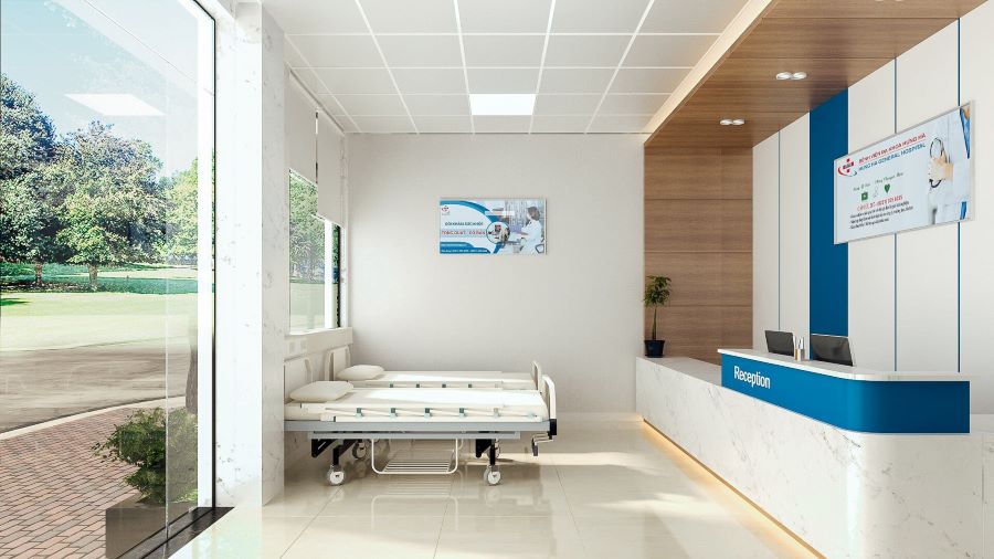 Thiết kế phòng khám đa khoa xanh với cây xanh và ánh sáng tự nhiên Thiết kế phòng khám đa khoa xanh với cây xanh và ánh sáng tự nhiên