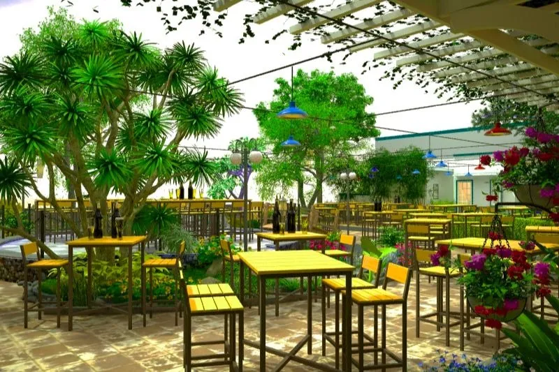 Mẫu thiết kế nhà hàng sân vườn phong cách rustic và tropical Mẫu thiết kế nhà hàng sân vườn phong cách rustic và tropical