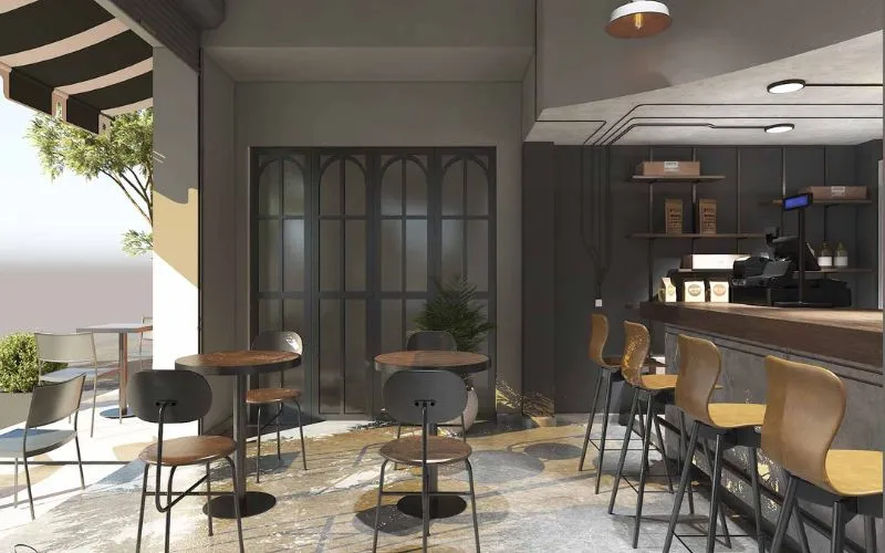 Gợi ý mẫu thiết kế quán cafe 40m2 đẹp, thu hút giới trẻ 9 Gợi ý mẫu thiết kế quán cafe 40m2 đẹp, thu hút giới trẻ 9