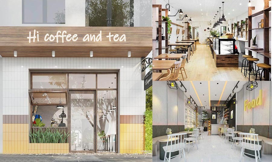 Thiết kế quán trà sữa 50m2 hình chữ I