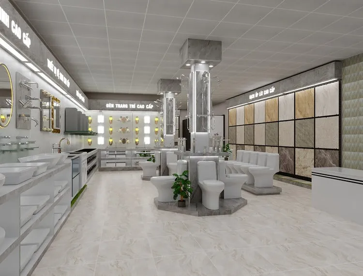 Các mẫu thiết kế showroom thiết bị vệ sinh đáp ứng đa dạng nhu cầu, từ nhỏ gọn đến cao cấp 1