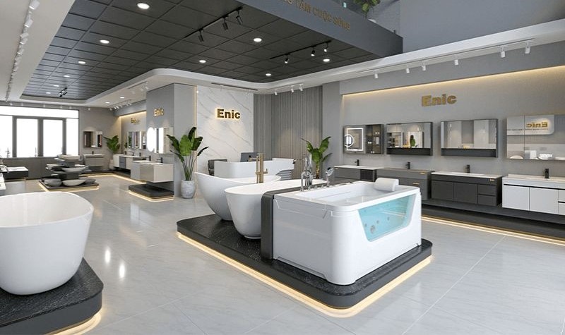 Các mẫu thiết kế showroom thiết bị vệ sinh đáp ứng đa dạng nhu cầu, từ nhỏ gọn đến cao cấp.