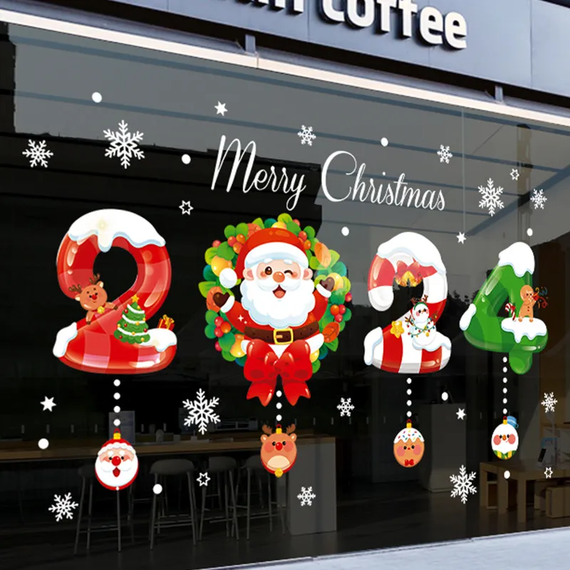 Sử dụng decal hình tuần lộc, ông già Noel hoặc bông tuyết để dán lên kính cửa