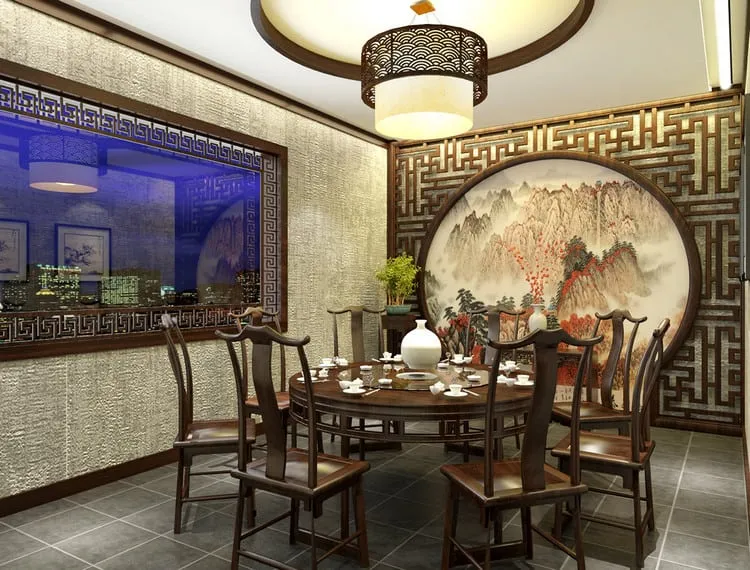 Mẫu thiết kế nhà hàng Trung Quốc hiện đại pha cổ điển - Mẫu 4