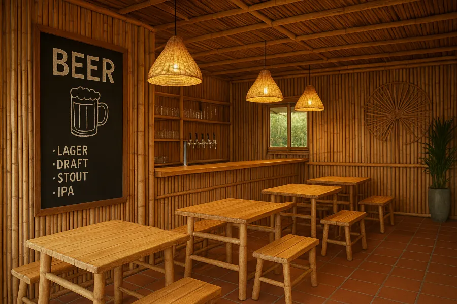 Mẫu thiết kế quán bia hơi phong cách mộc – tre