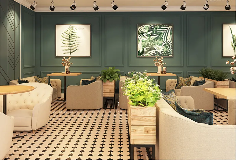 Mẫu thiết kế quán cafe 15m2 phong cách sang trọng