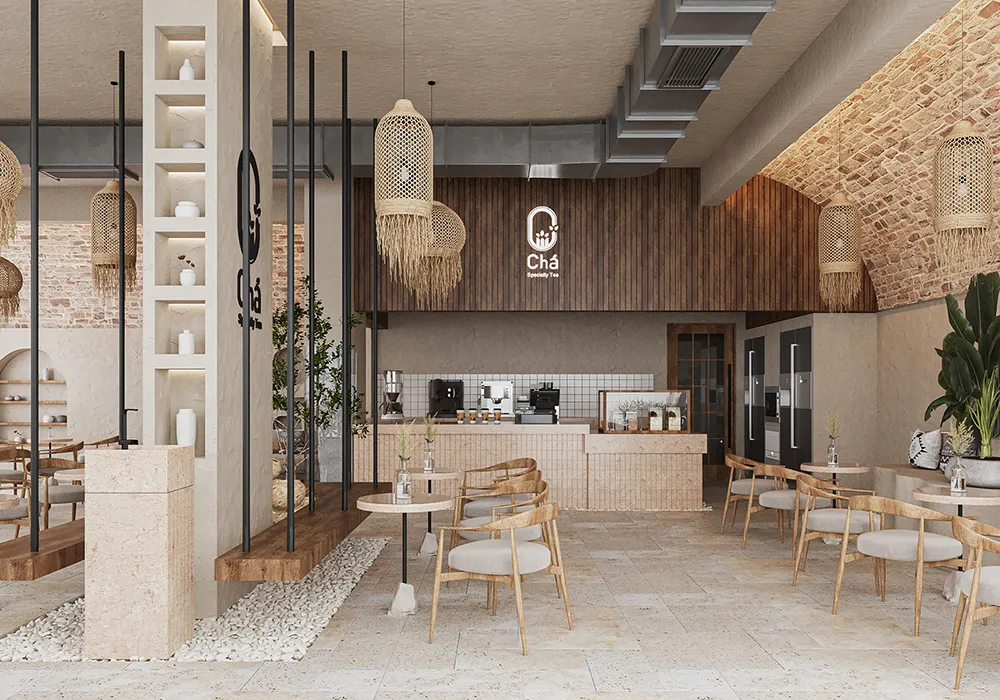 Mẫu thiết kế quán cafe 15m2 phong cách hiện đại với nội thất đơn giản gọn gàng