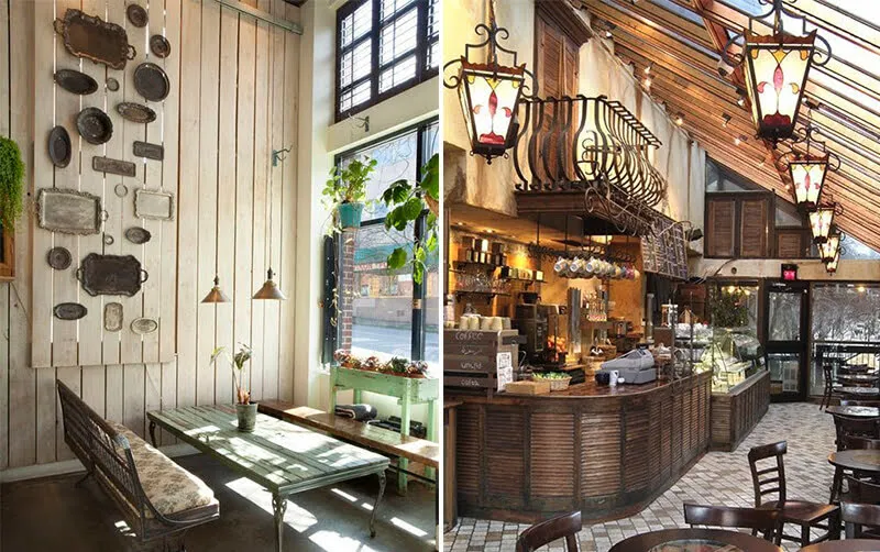 Mẫu thiết kế quán cafe mặt tiền 6m theo phong cách Retro Mẫu thiết kế quán cafe mặt tiền 6m theo phong cách Retro