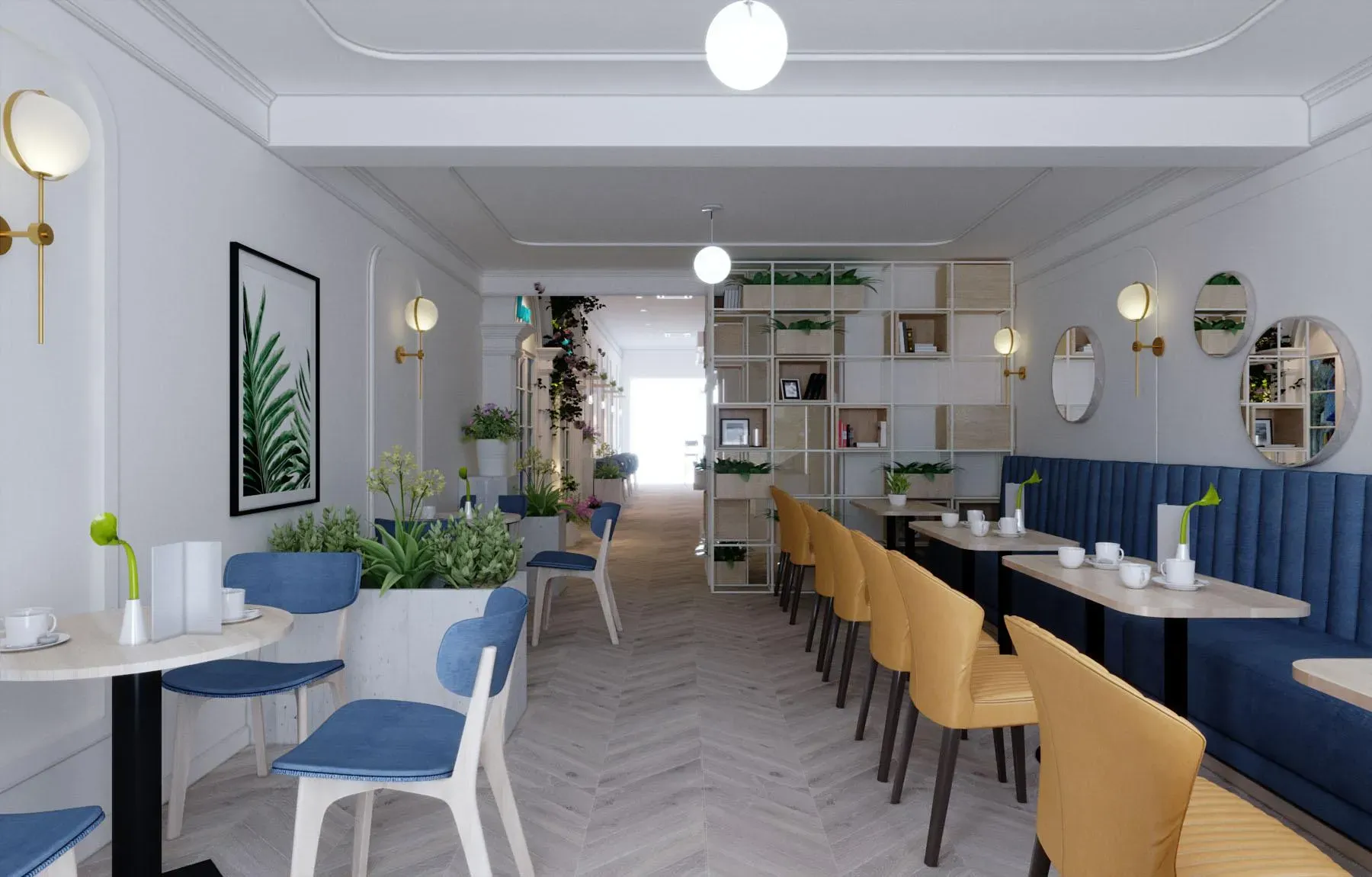 Mẫu thiết kế quán cafe mặt tiền 6m theo phong cách nhà ống hiện đại Mẫu thiết kế quán cafe mặt tiền 6m theo phong cách nhà ống hiện đại