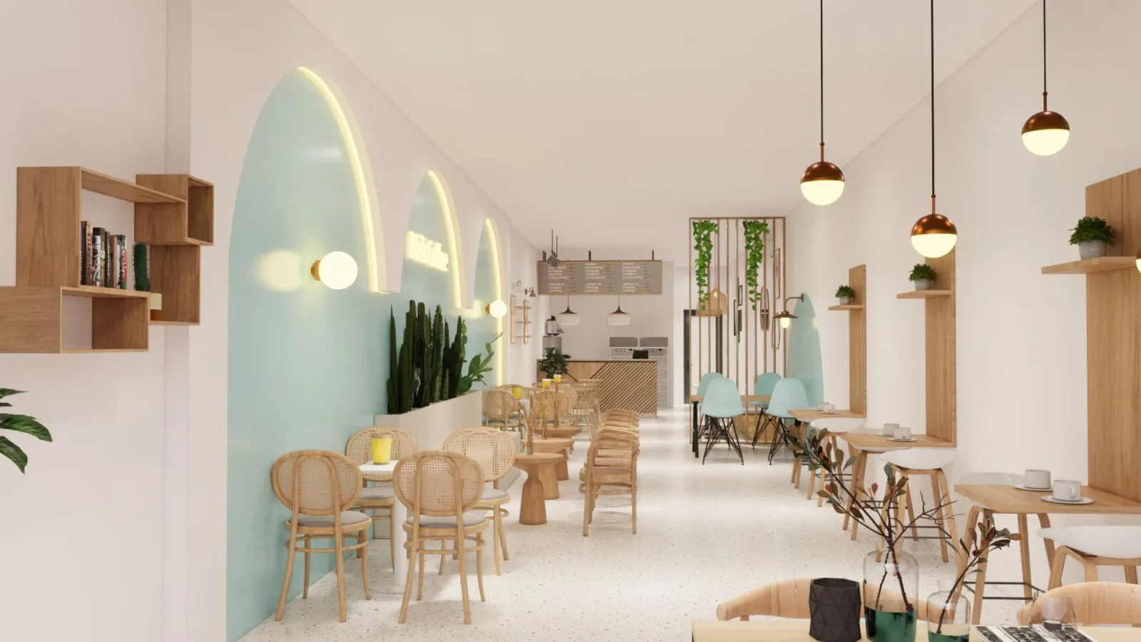 Mẫu thiết kế quán trà sữa nhà ống theo phong cách hiện đại Mẫu thiết kế quán trà sữa nhà ống theo phong cách hiện đại