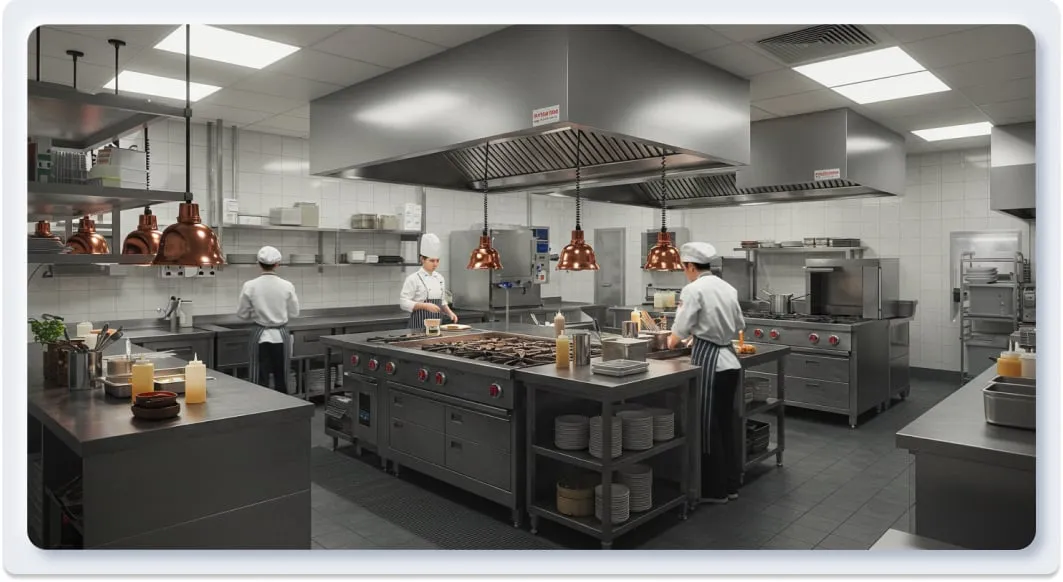 Tiêu chuẩn thiết kế bếp nhà hàng theo diện tích và không gian Tiêu chuẩn thiết kế bếp nhà hàng theo diện tích và không gian