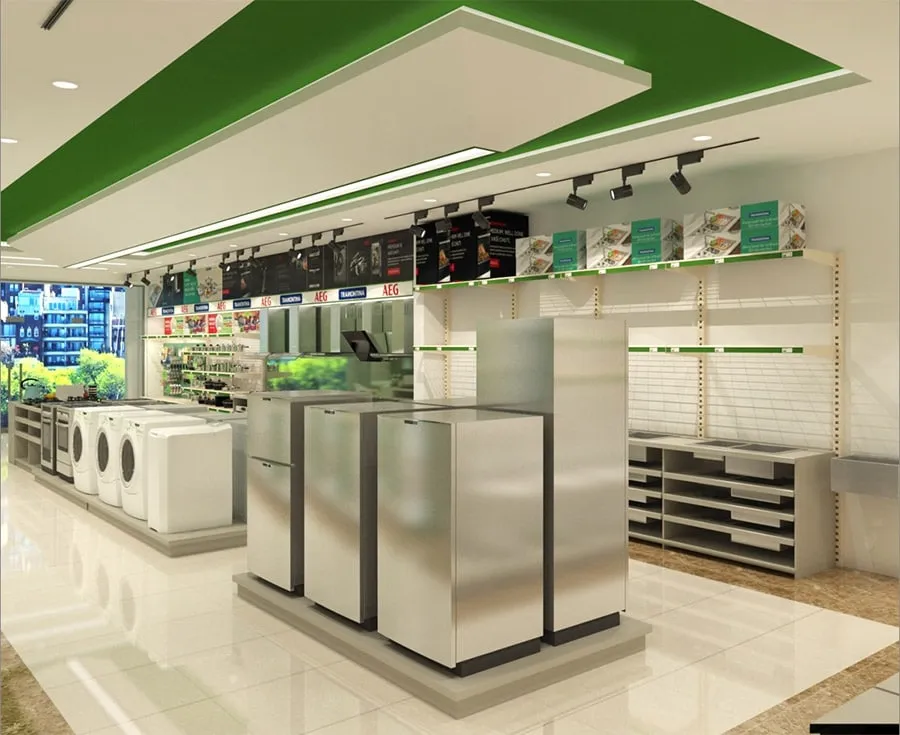 Mẫu thiết kế cửa hàng điện máy vừa (100–200m2) Mẫu thiết kế cửa hàng điện máy vừa (100–200m2)
